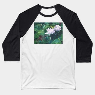 White Water Lilies in watercolor Baseball T-Shirt